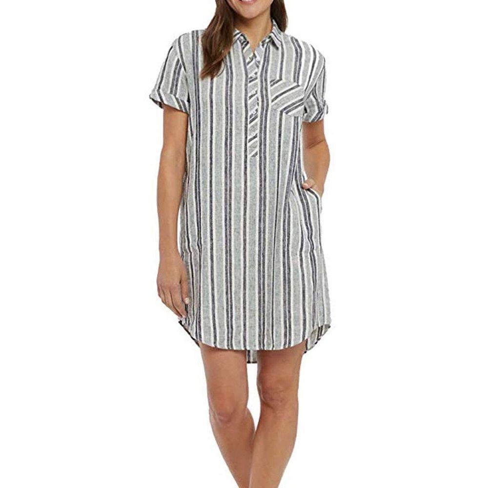 Adrienne Vittadini Linen striped dress Medium - Picture 6 of 11